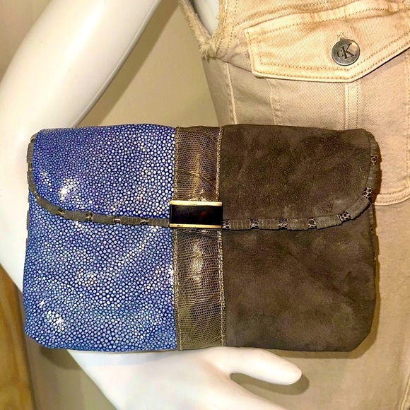 Vintage R&Y Augousti genuine stingray & nubick suede Clutch wallet - Picture 1 of 5